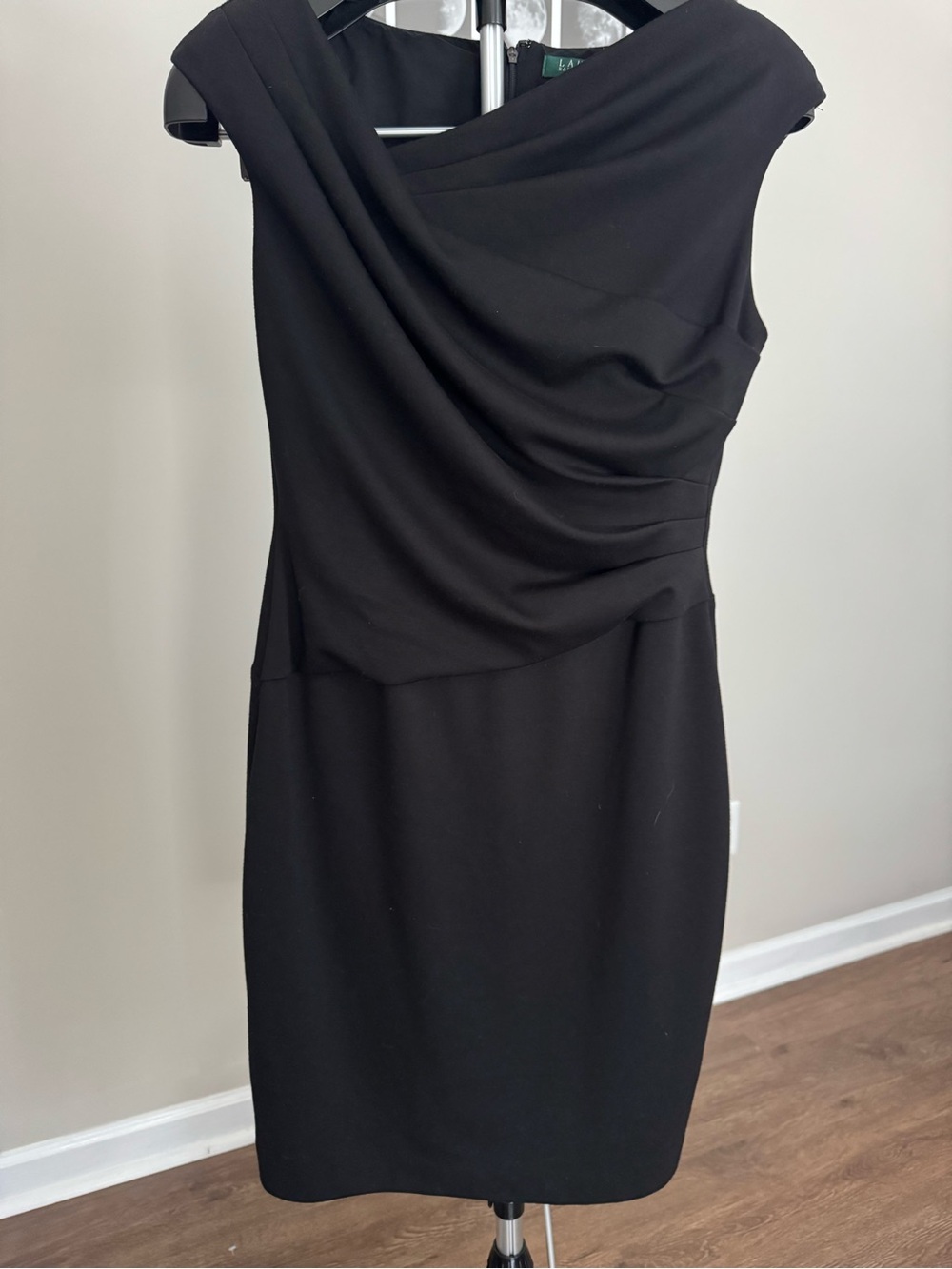 Lauren by Ralph Lauren Black Draped Sleeveless  Dress size 10